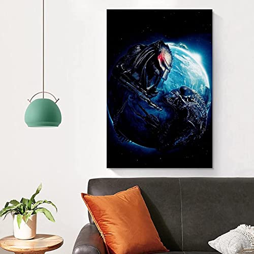 Impresión de lienzo Alien Vs Predator Requiem, sala de estar, decoración del hogar, lienzo, carteles de pared, mural 30x45cm Sin marco