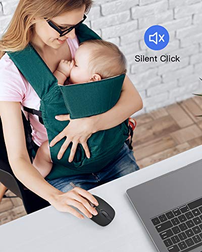 Inateck Ratón inalámbrico silencioso de 2,4G con receptores USB-A y Tipo C, DPI1500, para portátil, PC, Ordenador portátil, MacBook, MS02001 Negro