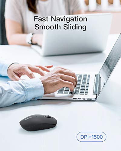 Inateck Ratón inalámbrico silencioso de 2,4G con receptores USB-A y Tipo C, DPI1500, para portátil, PC, Ordenador portátil, MacBook, MS02001 Negro