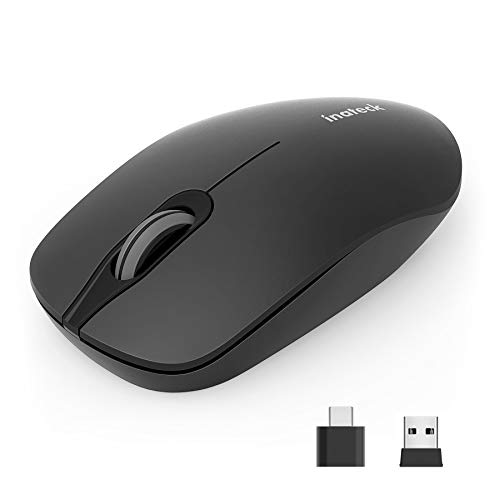 Inateck Ratón inalámbrico silencioso de 2,4G con receptores USB-A y Tipo C, DPI1500, para portátil, PC, Ordenador portátil, MacBook, MS02001 Negro