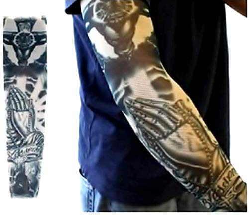 Inception Pro Infinite Manguito Tattoo – Portable – Manga – Tatuaje falso – Imagen – Manos que rezan Unite E – Tatoo – Media manga – Tribal – Modelo W24 – Idea regalo