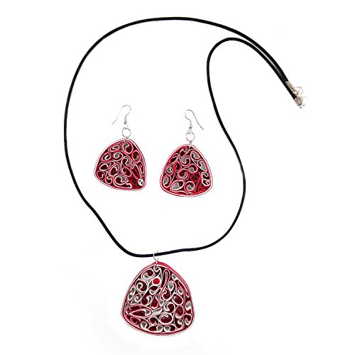 India Meets India Juego de joyería de Papel Acolchado Hecho a Mano con Pendientes