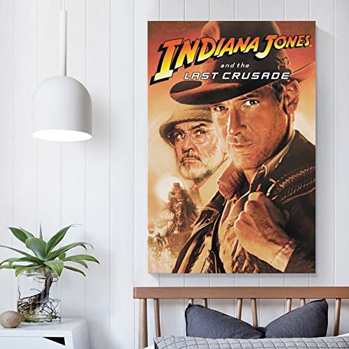 Indiana Jones And The Last Crusade - Póster de película vintage para dormitorio, pintura decorativa estética, lienzo de 60 x 90 cm