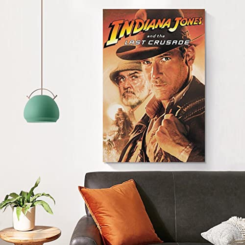 Indiana Jones And The Last Crusade - Póster de película vintage para dormitorio, pintura decorativa estética, lienzo de 60 x 90 cm