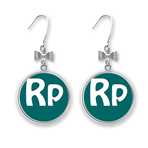 Indonesia Símbolo de la moneda de Rupia arete pendientes de gota con gancho perforado