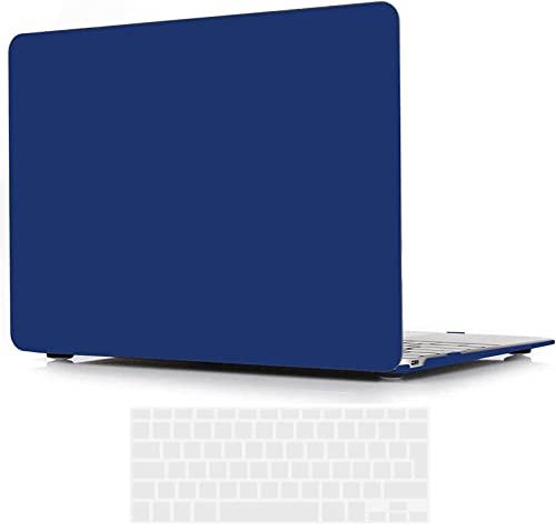 INESEON Funda Compatible con 2015-2017 MacBook 12 Pulgada (A1534), Carcasa Delgado Case Dura y Cubierta Teclado para MacBook 12 Retina, Azul Marino