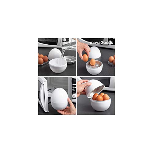 Innovagoods bb_V0101051 Cuecehuevos Para Microondas Con Recetario Boilegg, Blanco