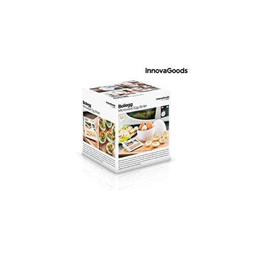 Innovagoods bb_V0101051 Cuecehuevos Para Microondas Con Recetario Boilegg, Blanco