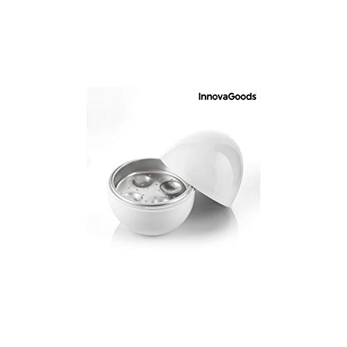 Innovagoods bb_V0101051 Cuecehuevos Para Microondas Con Recetario Boilegg, Blanco