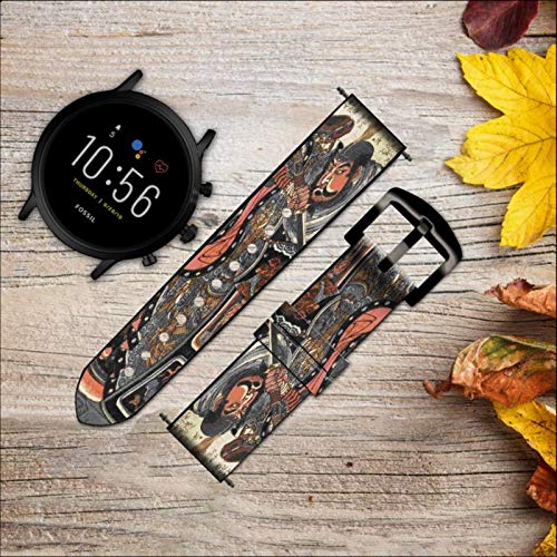 Innovedesire Japan Art 108 Heroes of Suikoden Correa de Reloj Inteligente de Cuero para Fossil Womens Gen 5E, Womens Gen 4, Hybrid Smartwatch HR Charter Tamaño (18mm)
