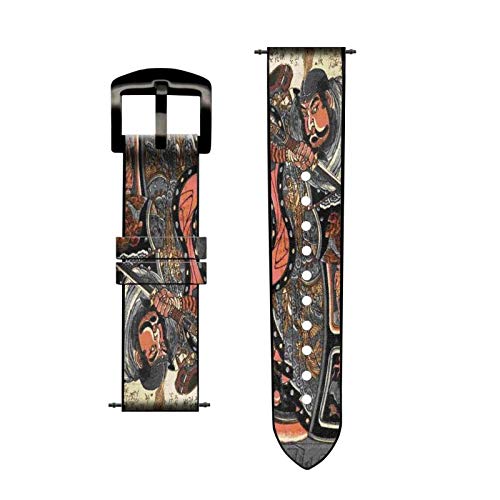 Innovedesire Japan Art 108 Heroes of Suikoden Correa de Reloj Inteligente de Cuero y Silicona para Garmin Vivoactive 4 Tamaño (22mm)