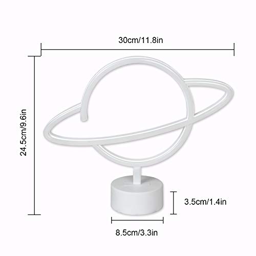 Insegne al neon blu rosa pianeta con lampada da tavolo al neon a led di base per pianeta USB/batteria per la decorazione della dei bambini Forniture per per feste di compleanno (9,4"× 11,8'')