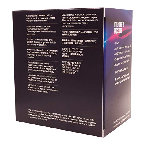 Intel Core i5-8600 3.1GHz 9MB Smart Cache Caja - Procesador (up to 4.30 GHz), 8ª generación de procesadores Intel® Core™ i5, 3,1 GHz, LGA 1151 (Socket H4), PC, 14 NM, i5-8600