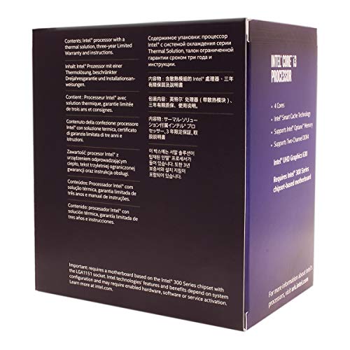 Intel Pentium Core i3-8100 3.6GHz 6MB Smart Cache Caja - Procesador (3,6 GHz, PC, 14 NM, i3-8100, 8 GT/s, 64 bits), Plateado