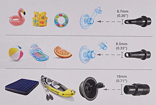 Intex 68614 - Hinchador de mano/pie de doble velocidad, 36 cm