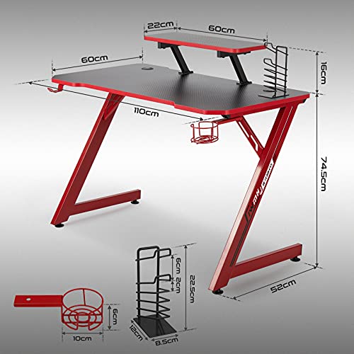 IntimaTe WM Heart Mesa Gaming 110 cm, Escritorio Ergonómico para Ordenador, Escritorio de Fibra de Carbono, Escritorio de Oficina en Casa