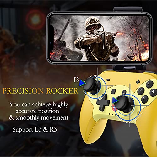 iPhone Game Controller, Arvin iOS Controller MFi Mobile Bluetooth Gaming Gamepad Joystick, Direct Connection and Direct Play Compatible with iPhone 13/12 Mini/Pro/Pro Max/iPad, and more(Yellow)