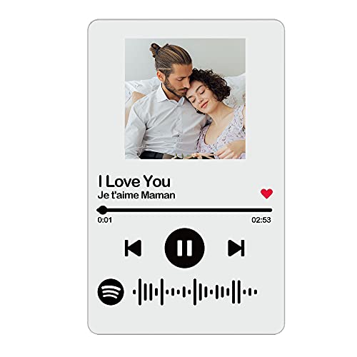 Ironctic Llavero Spotify Personalizado Foto, Acrilico placa Spotify personalizada, Regalos Creativos Spotify Llaveros para Parejas Familia Amigos