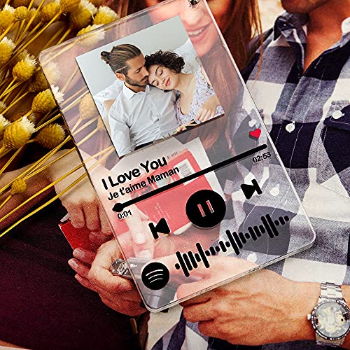 Ironctic Llavero Spotify Personalizado Foto, Acrilico placa Spotify personalizada, Regalos Creativos Spotify Llaveros para Parejas Familia Amigos