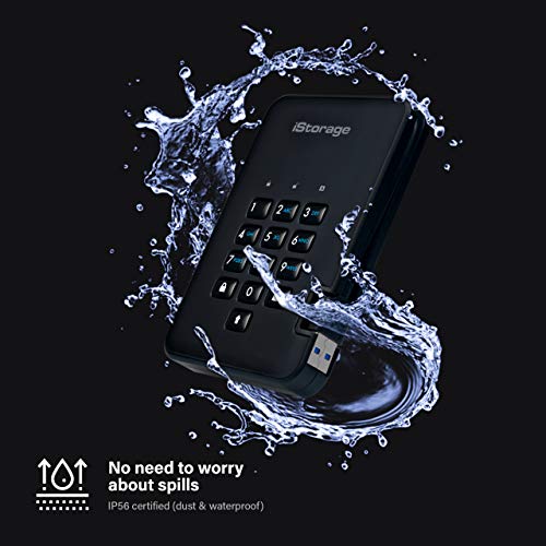iStorage diskAshur2 SSD 256GB | Unidad de Estado Sólido Portátil | Resistente al Polvo/Agua | Cifrado Hardware IS-DA2-256-SSD-256-B