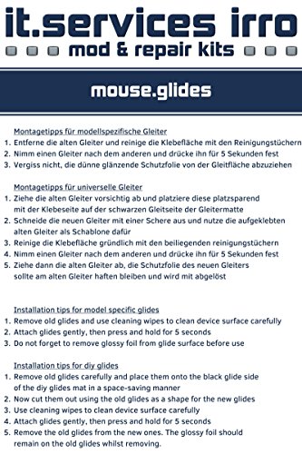 IT-Services Irro 2 Glides ratón/Juegos de Patines/Alfombrillas de ratón/adecuados para el ratón del PC Logitech G502 Proteus Core, Proteus Spectrum Incl. 2 Almohadillas de Limpieza