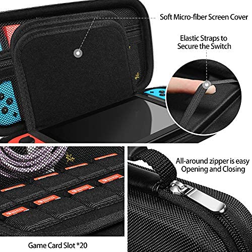 iVoler Funda de transporte para Nintendo Switch / Nintendo switch oled , funda rígida portátil , bolsa de viaje para Nintendo Switch Console con capacidad para 20 cartuchos de juego