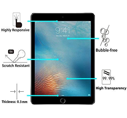 ivoler Protector de Pantalla para iPad 9.7 Pulgadas 2018 / iPad 9.7 2017 / iPad Pro 9.7 2016 / iPad Air/iPad Air 2 (iPad 5 & 6) [Garantía de por Vida], Cristal Vidrio Templado Premium
