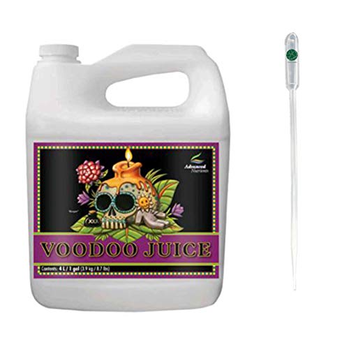 IVORYS-GARDEN Advanced Nutrients Voodoo Juice - Fertilizante hidropónico de 4 litros + pipeta dosificadora de 3 ml para tierra de fibra de coco e hidropónica Harvest Emerald Grow Bloom