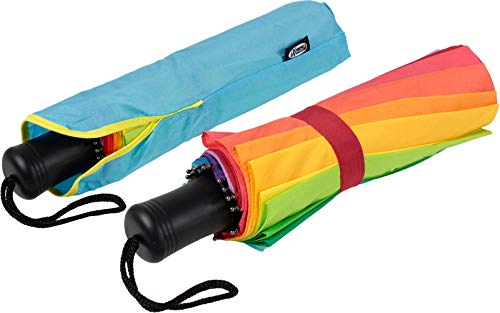 iX-brella Paraguas de bolsillo de 16 piezas con abridor de mano., arcoiris (Multicolor) - .