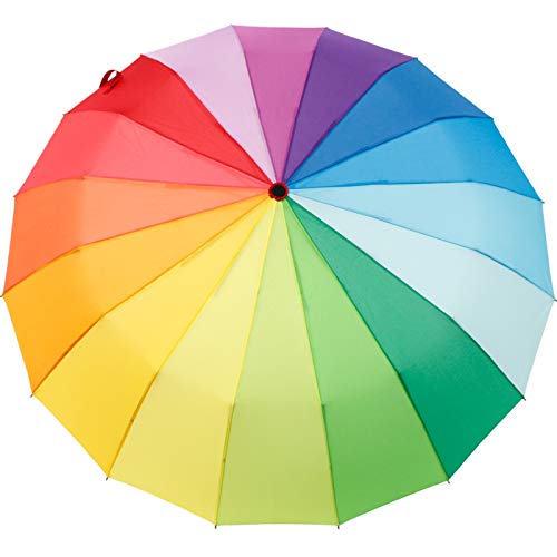 iX-brella Paraguas de bolsillo de 16 piezas con abridor de mano., arcoiris (Multicolor) - .