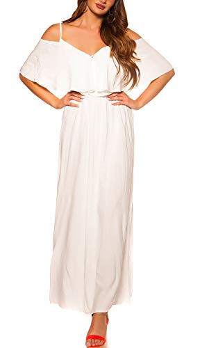 J STARS - Vestido de Verano para Mujer, Viscosa Beige Talla única