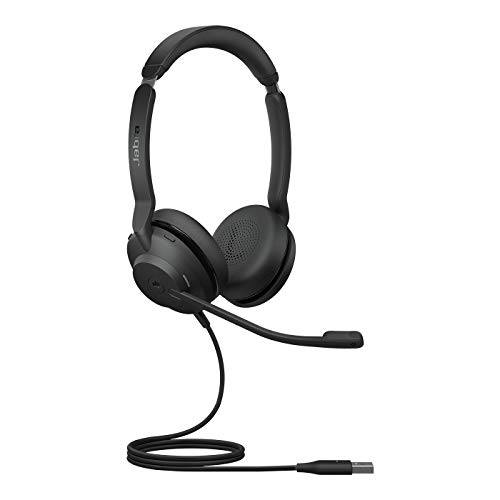Jabra Evolve2 30 - Auriculares Estéreo con Cancelación de Ruido y Tecnología de Llamada de 2 Micrófonos - Certificados para Microsoft Teams - Cable USB-A - Negro