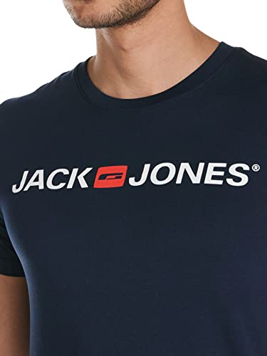 Jack & Jones Jjecorp Logo tee SS Crew Neck Noos Camiseta, Azul (Navy Blazer Detail: Slim Fit), Medium para Hombre
