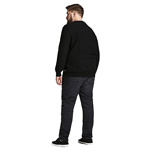 Jack & Jones Plus Jjeaaron Noos PS-Camiseta de Punto con Cuello Redondo Sudadera, Black, 5XL Grandes para Hombre