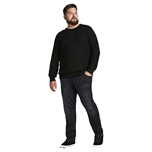 Jack & Jones Plus Jjeaaron Noos PS-Camiseta de Punto con Cuello Redondo Sudadera, Black, 5XL Grandes para Hombre