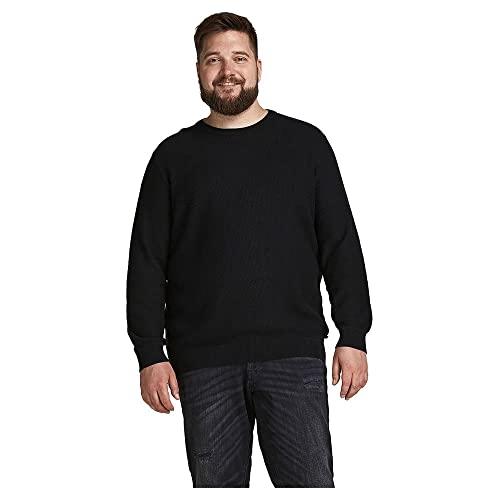 Jack & Jones Plus Jjeaaron Noos PS-Camiseta de Punto con Cuello Redondo Sudadera, Black, 5XL Grandes para Hombre