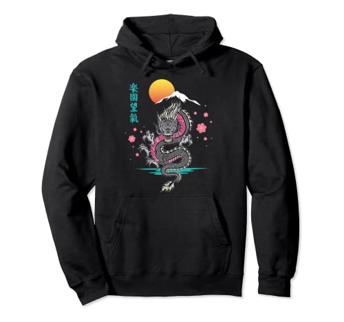 Japanese Aesthetic Dragon Asian Demon Spirit Sakura Tattoo Sudadera con Capucha