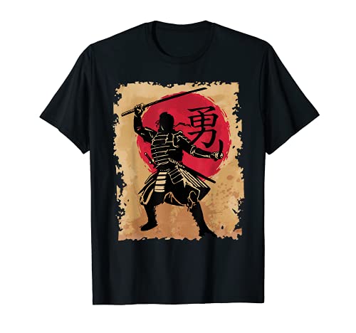 Japón Bushido Guerrero Sol Caligrafía Samurai Japonés Camiseta
