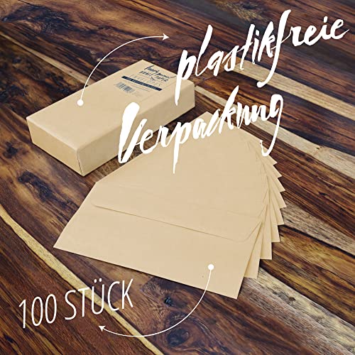 Japun - sobres (100 piezas) de papel Kraft antiguo / sin ventana - DIN largo - 222 x 110 mm, envolventes, la cierro