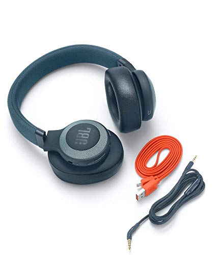 JBL E65 BTNC - Auriculares inalámbricos con Bluetooth y cancelación de ruido activa, botón como control remoto incorporado, sonido JBL, azul