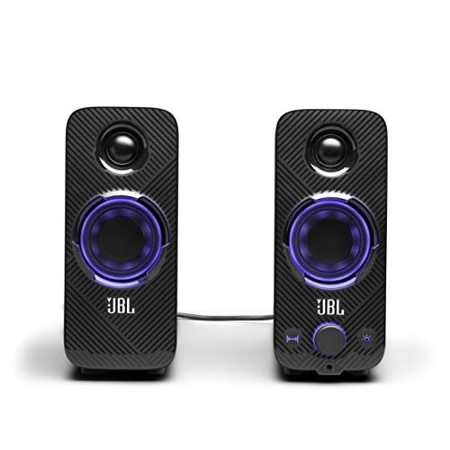 JBL Quantum DUO Altavoz para gamers con tecnología Dolby Digital para una profundidad de sonido y luces LED con efectos de iluminación, diseño llamativo, color negro