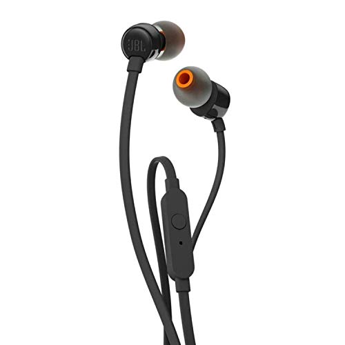 JBL T110 Auriculares In Ear con Pure Bass - Con manejo de un solo botón y micrófono, color negro