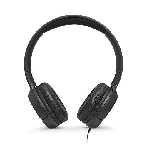 JBL Tune 500 - Auriculares supraaurales de cable y control remoto de un solo botón, micrófono incluido, asistente de voz, negro