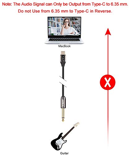 J&D USB-C a 6,35mm 1/4 TS Audio Cable, Chapado en Oro USB Tipo C a 6.35 mm 1/4 Macho TS Mono Interconectar PVC Shelled Cable Adaptador Auxiliar de Audio - 1 Meter