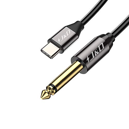 J&D USB-C a 6,35mm 1/4 TS Audio Cable, Chapado en Oro USB Tipo C a 6.35 mm 1/4 Macho TS Mono Interconectar PVC Shelled Cable Adaptador Auxiliar de Audio - 1 Meter
