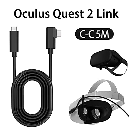 JeoPoom Oculus Quest 2 Link Cable USB C, Oculus Link Cable de 16 Pies/5 Metros, Transferencia de Datos de Alta Velocidad Cable USB 3.2 Gen 1 Tipo C Compatible con Oculus Quest 1 y Quest 2 a una PC