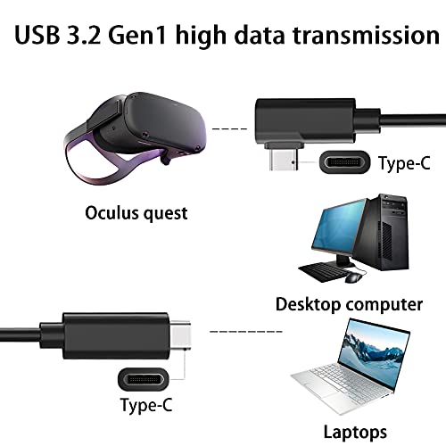 JeoPoom Oculus Quest 2 Link Cable USB C, Oculus Link Cable de 16 Pies/5 Metros, Transferencia de Datos de Alta Velocidad Cable USB 3.2 Gen 1 Tipo C Compatible con Oculus Quest 1 y Quest 2 a una PC