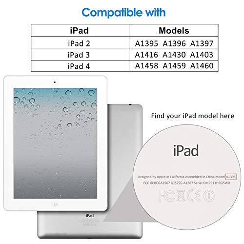 JETech Funda Compatible con iPad 4, iPad 3 y iPad 2, Carcasa con Soporte Función, Auto-Sueño/Estela (Gris Oscuro)