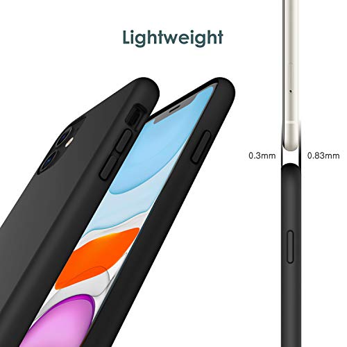 JETech Funda de Silicona Compatible iPhone 11 (2019) 6,1", Sedoso-Tacto Suave, Cubierta a Prueba de Golpes con Forro de Microfibra (Negro)