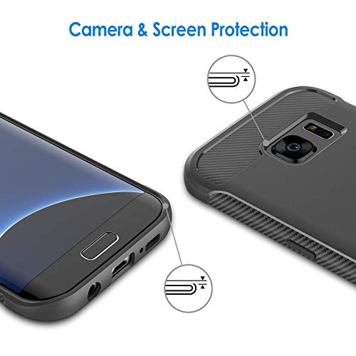 JETech Funda Slim Compatible con Samsung Galaxy S7 Edge, Carcasa Teléfono Delgado con Absorción de Impacto y Diseño de Fibra de Carbón (Negro)